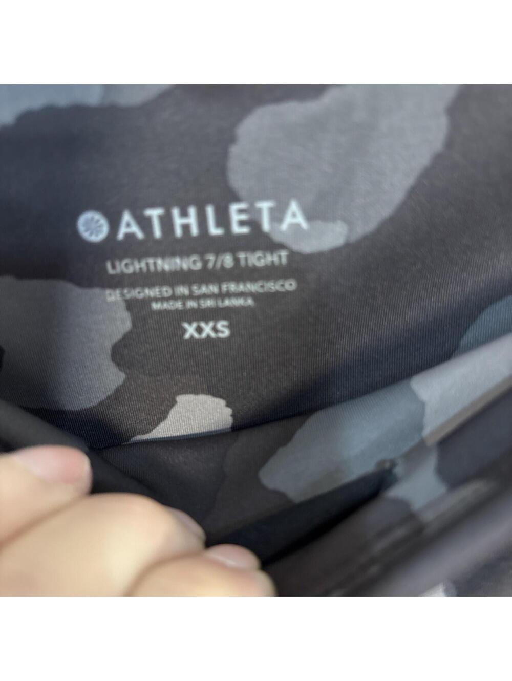 Athleta Lightning Camo 7/8 Tight Leggings XXS Gray Black High Rise Pockets - Picture 4 of 12
